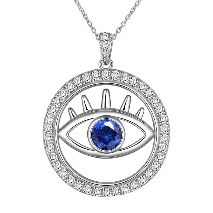 Collier mauvais œil bleu pour hommes et femmes, pendentif rond, breloque en argent sterling 925