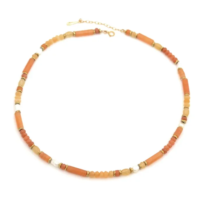 Collier (or laminé 585/1000) – Lagon (orange)
