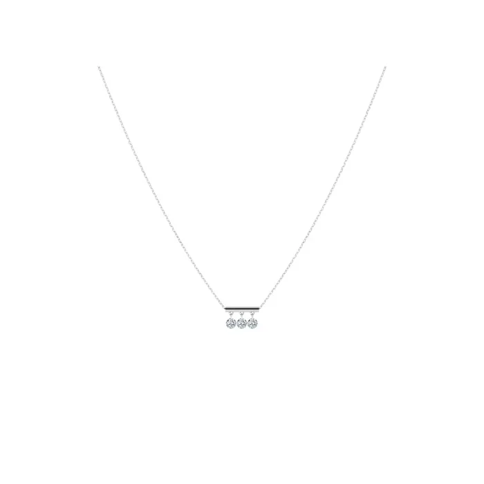 Collier Pampilles en or blanc 3 diamants brillant 0,60 ct – Lepage
