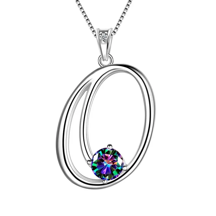 Collier pendentif lettre O initiale pour femme, bijoux avec nom de fille, cadeau en argent Sterling 925