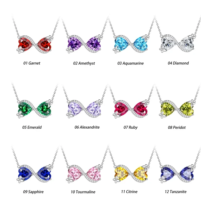 Collier pendentif papillon cœur infini pour femme, pierre de naissance, bijou cadeau d’anniversaire ou de fête des mères