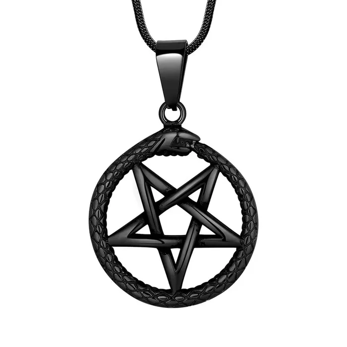 Collier serpent pentagramme étoile pour homme, pendentif pentacle Ouroboros Wicca, amulette de protection, bijoux cadeau