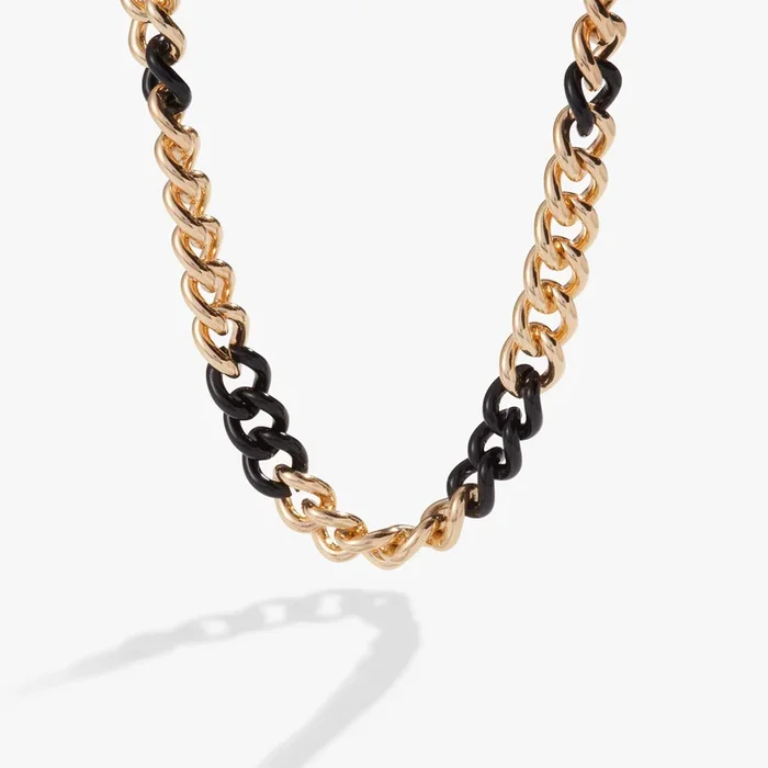 Color Block Chain Necklace, Black