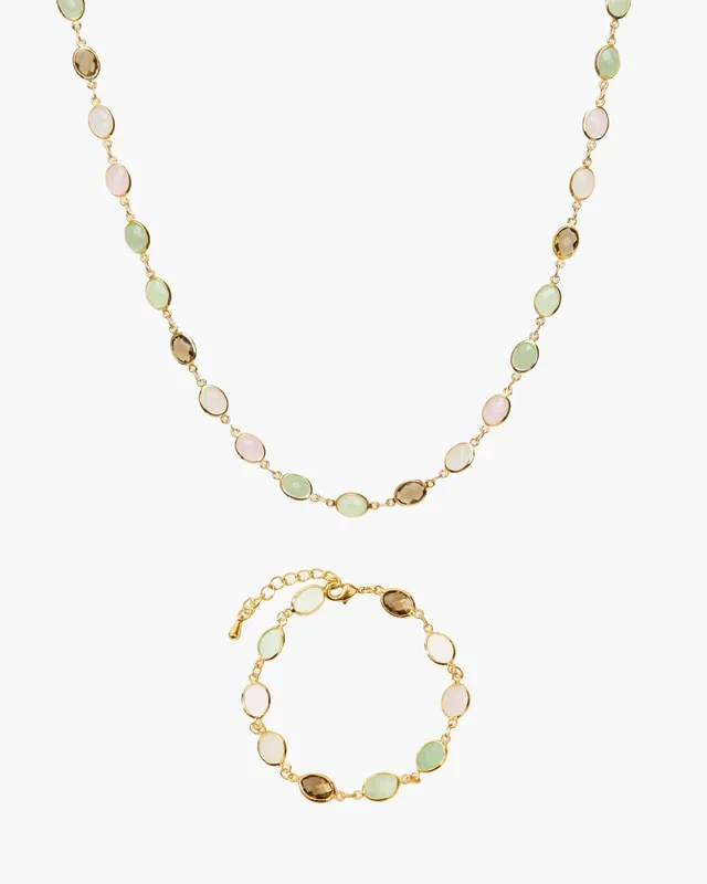 Conjunto de collar y pulsera de piedra romance caprichoso