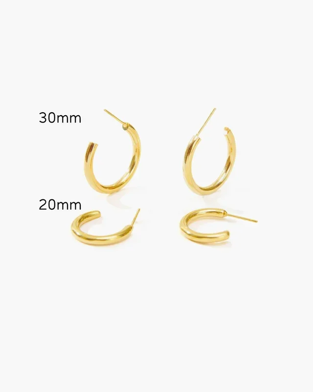 Conjunto de pendientes de aro sin fin en oro