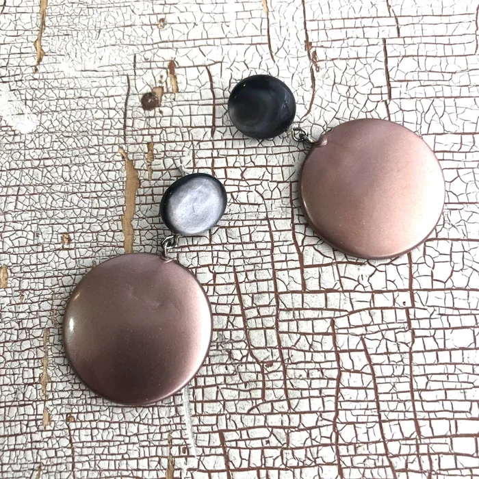 Copper & Grey Glow Geo Drop Earrings