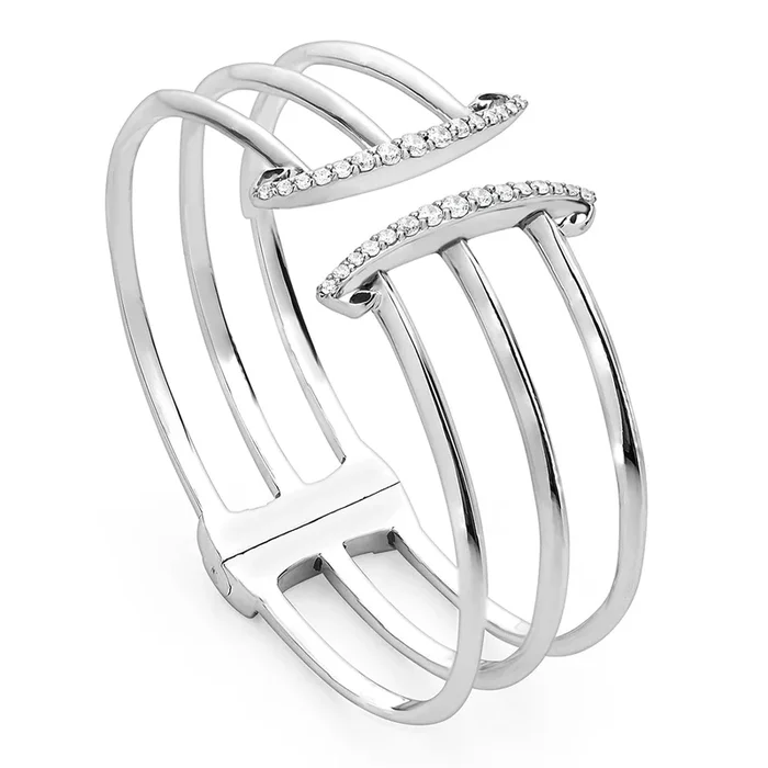Corset Pavé Cuff 3 Bar – Sterling Silver + CZ Blanc