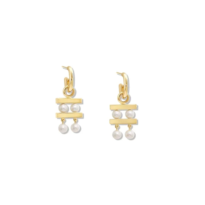 Couture Double Earring Drops Yellow Gold – Pearl