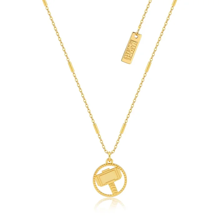 Couture Kingdom Disney Sterling Silver 14ct Gold Plated Thor Mjolnir Pendant On 45cm Chain