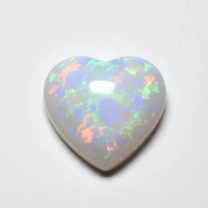 Created Opal 1PC Large 10×10 MM Heart Cabochon White Sparkling semi Precious Semi Precious Gemstone