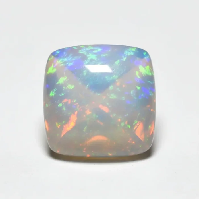 Created Opal 1PC Medium 9×9 MM Cushion Cabochon White Lustrous semi Precious Loose Gemstone