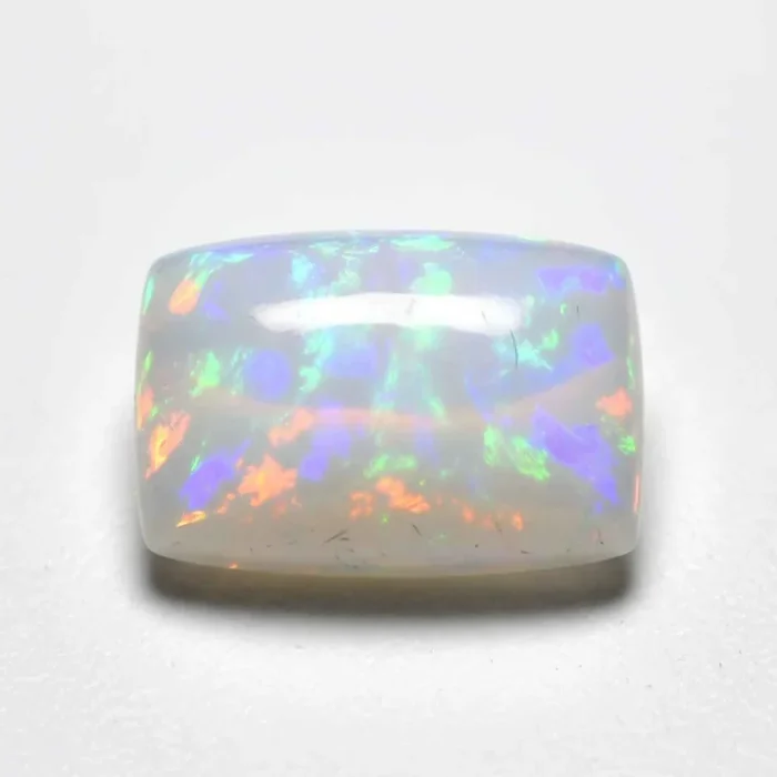 Created Opal 1PC Small 6×8 MM Emerald Cabochon White Lustrous semi Precious Loose Gemstone