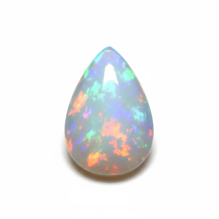Created Opal 1PC Small 6×8 MM Pear Cabochon White Sparkling semi Precious Semi Precious Gemstone