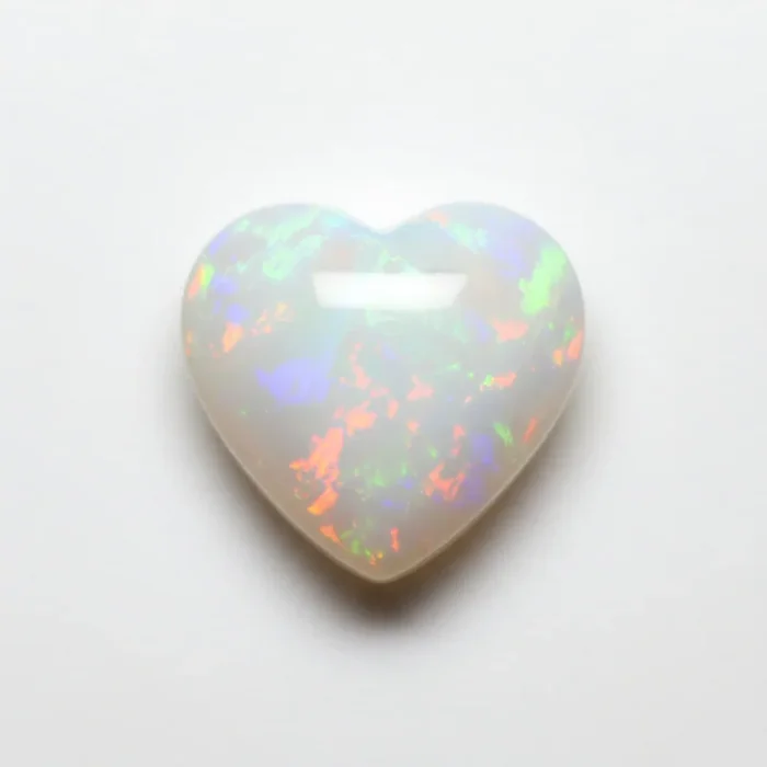 Created Opal 1PC Tiny 6×6 MM Heart Cabochon White Superior semi Precious Gems