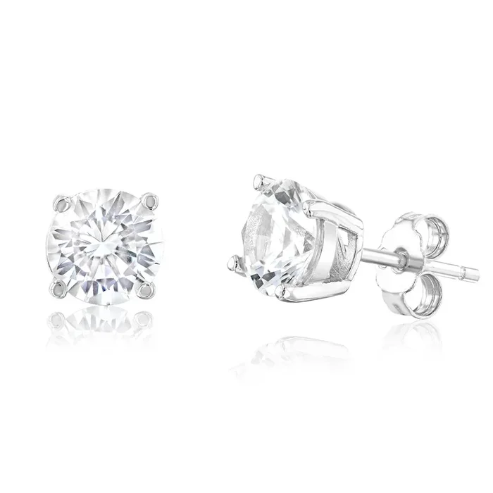 Created Sapphire Stud Earrings in Sterling Silver