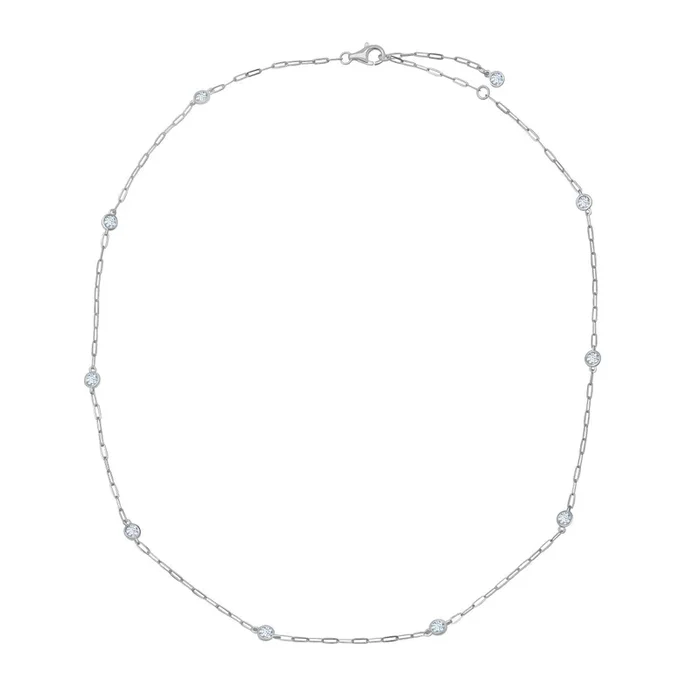 Crislu Platinum Plated Sterling Silver and Cubic Zirconia 18-inch Necklace