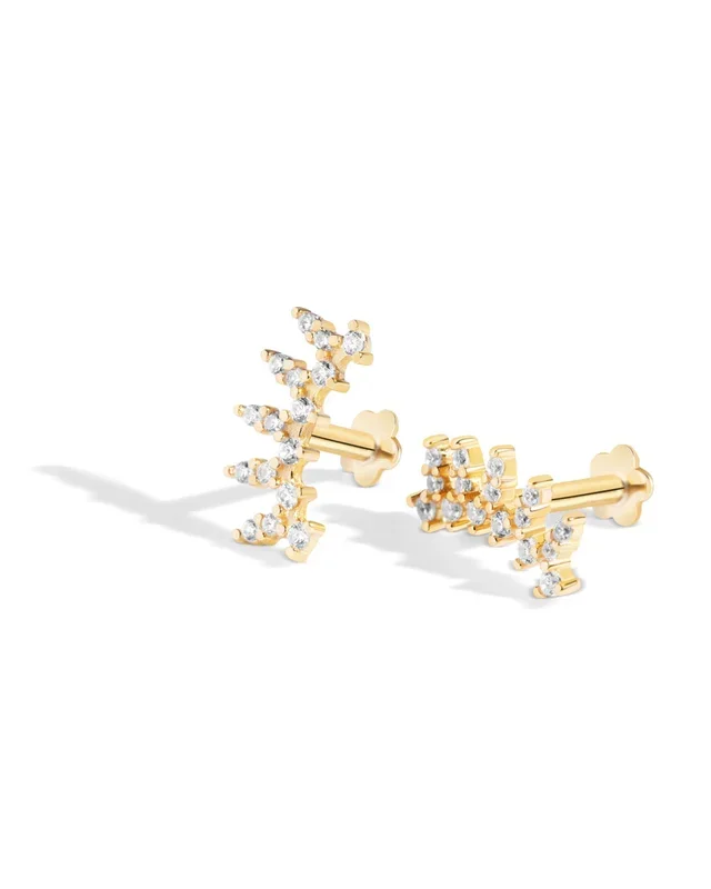 Crown Arc Zircon Stud Flat Back Stud Earrings