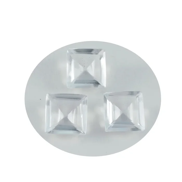 Crystal Quartz 10PC Tiny 3×3 MM Square Faceted White Fiery Semi Precious Gems