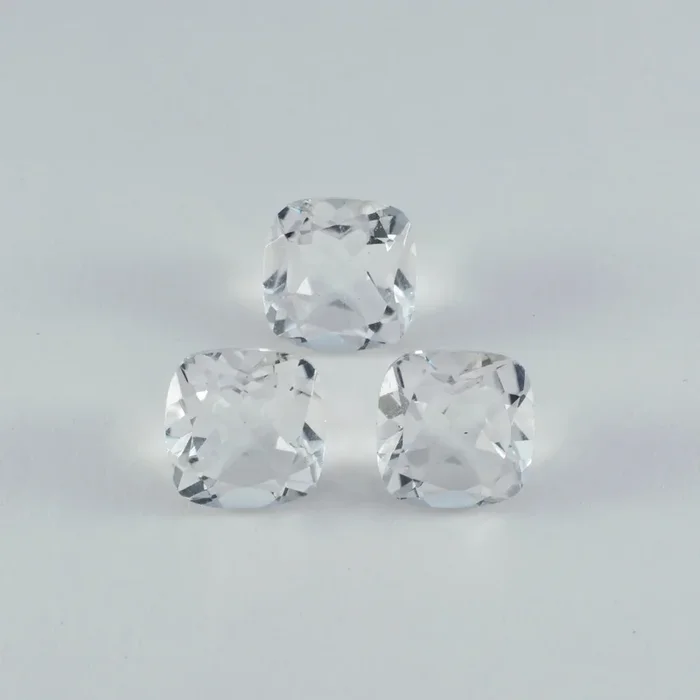 Crystal Quartz 1PC Large 10×10 MM Cushion Faceted White Shine Semi Precious Loose Gemstones
