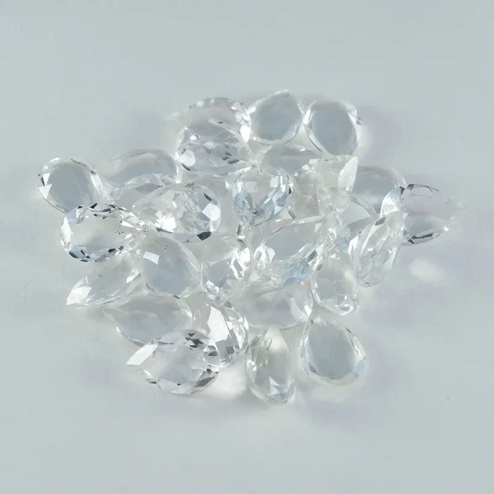 Crystal Quartz 1PC Large 8×12 MM Pear Faceted White Brilliant Semi Precious Loose Gems