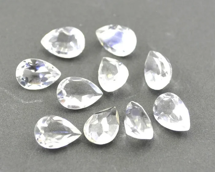 Crystal Quartz 1PC Large 9×11 MM Pear Faceted White Fiery Semi Precious Gems