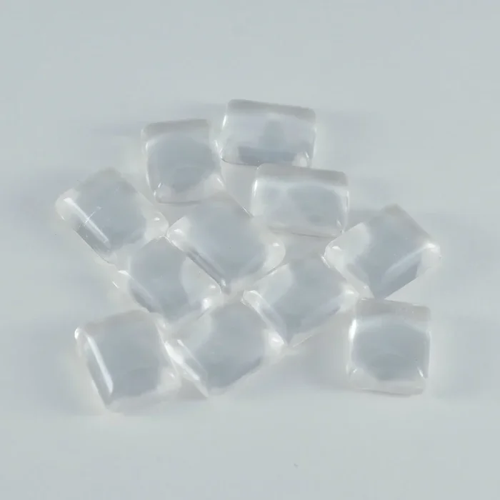 Crystal Quartz 1PC Medium 7×10 MM Emerald Cabochon White Splendid semi Precious Loose Gemstone