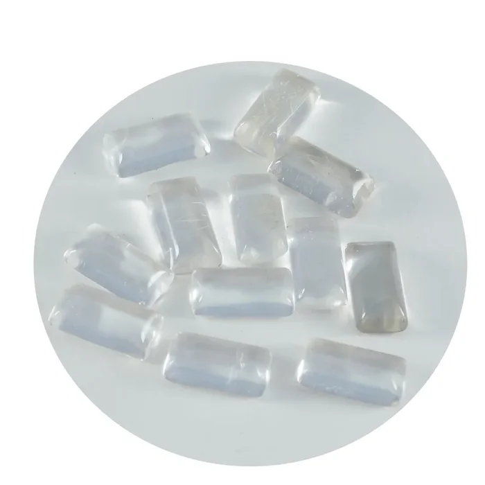Crystal Quartz 1PC Medium 7×14 MM Baguette Cabochon White Lustrous semi Precious Loose Gemstone