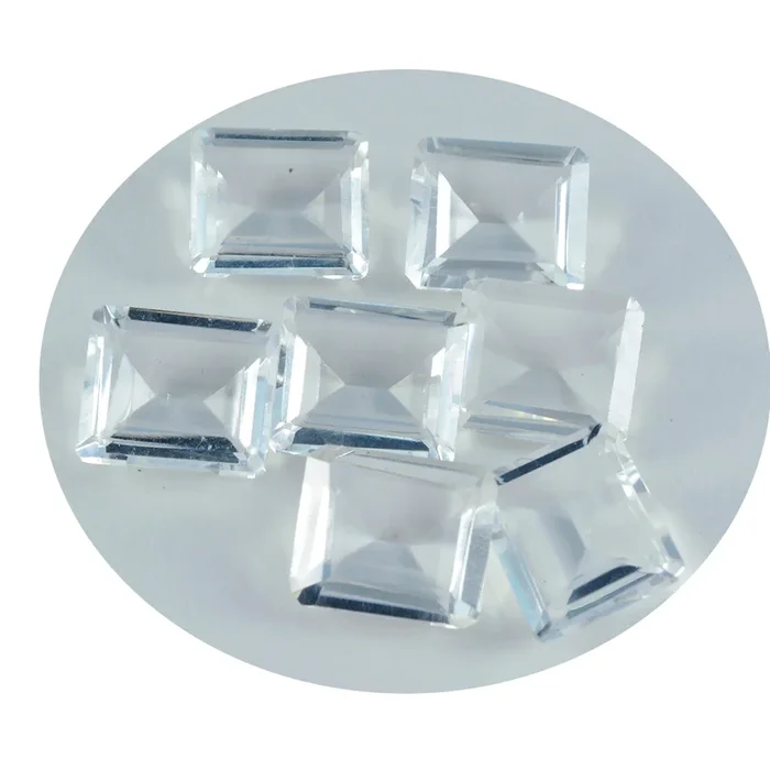 Crystal Quartz 1PC Medium 8×10 MM Emerald Faceted White High-Quality Semi Precious Loose Gems