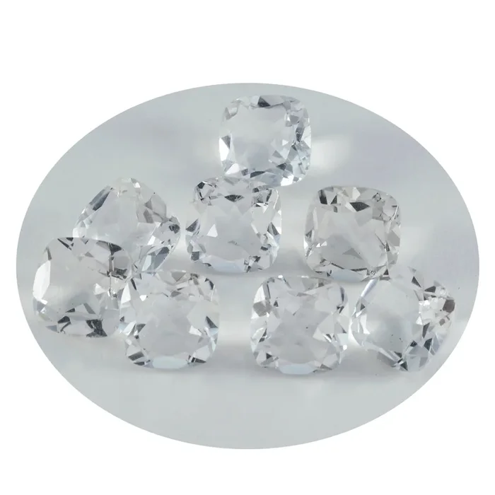 Crystal Quartz 1PC Medium 9×9 MM Cushion Faceted White Lustrous Semi Precious Loose Gemstone