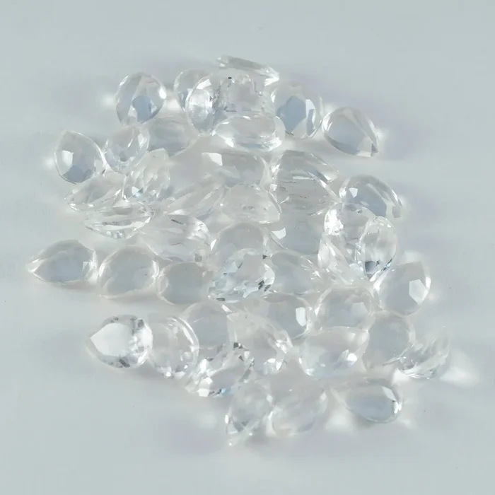Crystal Quartz 1PC Small 6×8 MM Pear Faceted White High-Quality Semi Precious Loose Gemstones