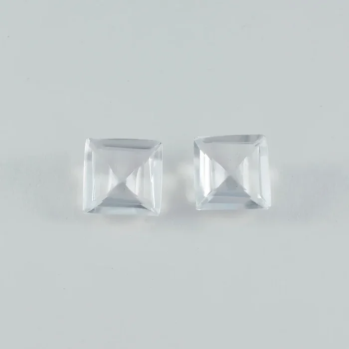 Crystal Quartz 1PC Tiny 5×5 MM Square Faceted White Sparkling Semi Precious Loose Gemstone