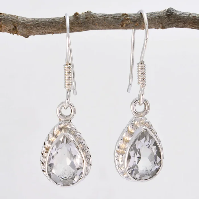 Crystal Quartz Egyptian Haruka multiple Dangle White 925 Silver Earring