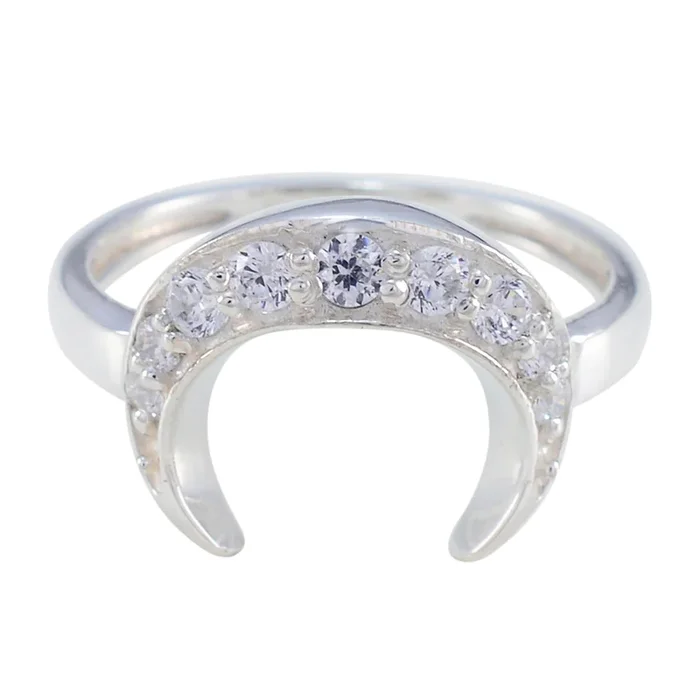 Crystal Quartz multiple Turkish Silver White Gems Whisper-thin Romantic Ring Jewelry