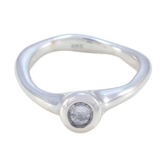 Crystal Quartz Solitaire Turkish 92.5 Silver White Gemstone Whisper-thin Feminine Ring Jewellery