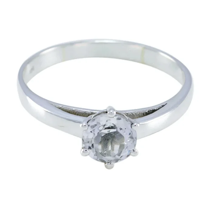 Crystal Quartz Solitaire Turkish 92.5 Silver White Gemstones Whisper-thin Graceful Ring Jewellery