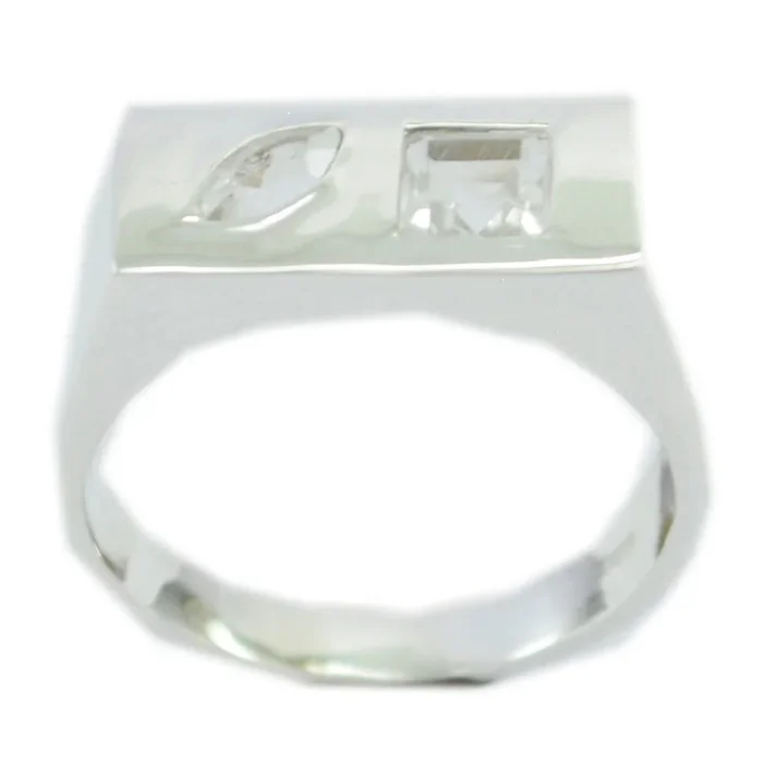 Crystal Quartz Toi et Moi Indian Silver White Gemstone Tiny Sophisticated Ring Jewelry