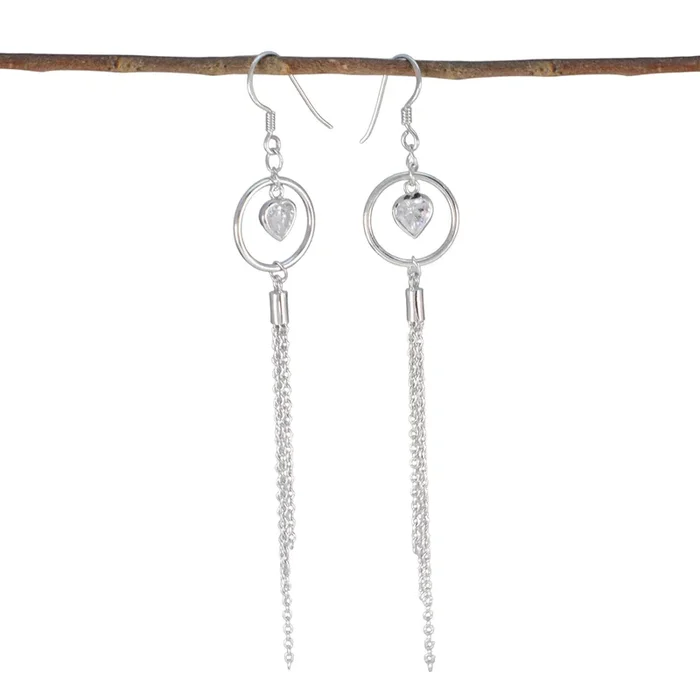 Cubic Zirconia American Paula multiple Dangle White 92.5 Silver Earring