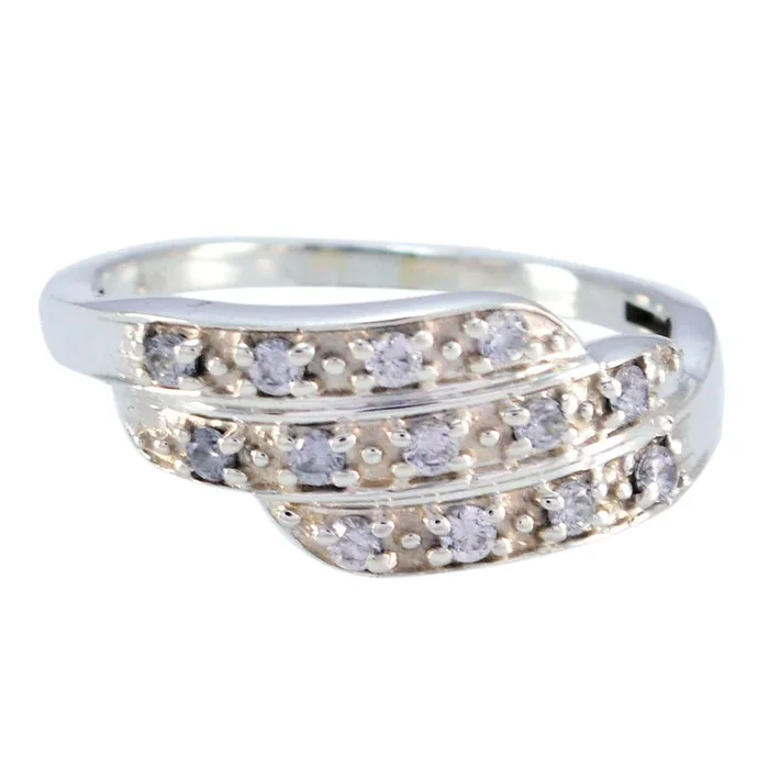 Cubic zirconia CZ Halo Moroccan Silver White Gemstones Slim Trendy Ring Jewellery