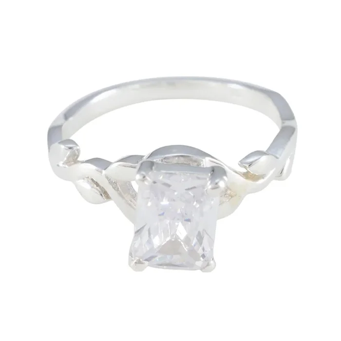 Cubic zirconia CZ Solitaire Japanese Sterling Silver White Gemstone Whisper-thin Artisan Ring Jewelry