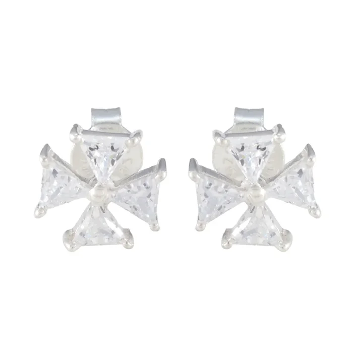 Cubic Zirconia Egyptian Audrey multiple Stud White Silver Earring