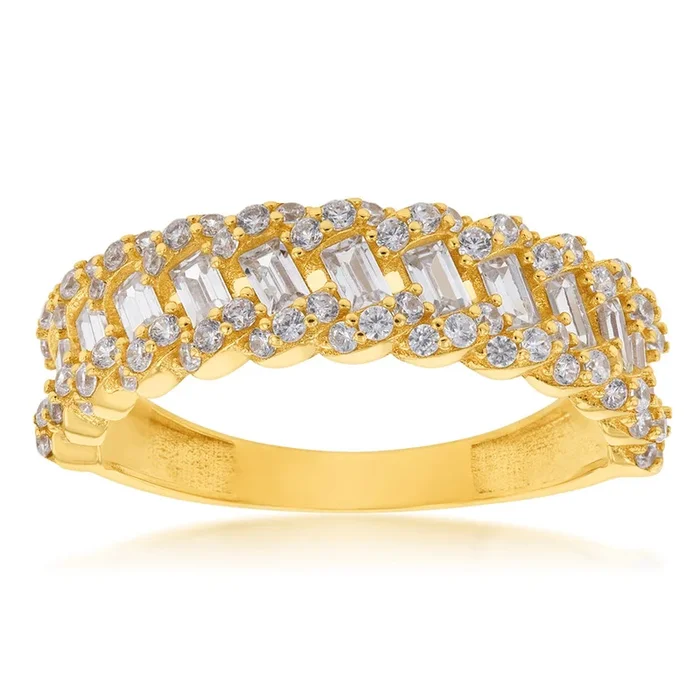 Cubic Zirconia Fancy Mesh Ring in 9ct Yellow Gold
