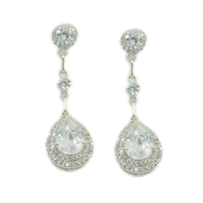 Cubic Zirconia Indian Riya multiple Stud White 925 Silver Earring