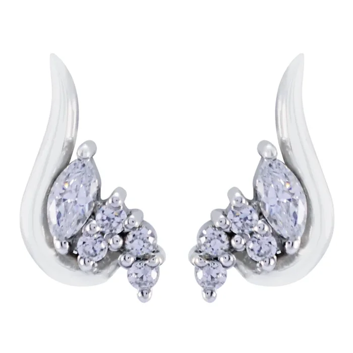 Cubic Zirconia Korean Harper multiple Stud White 925 Sterling Silver Earring