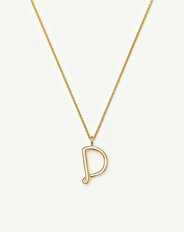 Curly Molten Initial Pendant Necklace – D | 18ct Gold Vermeil