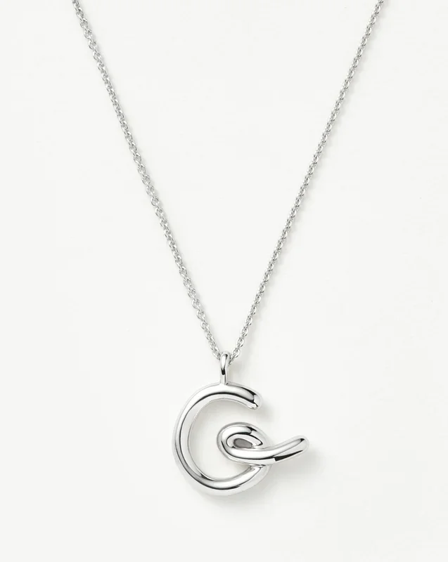 Curly Molten Initial Pendant Necklace – G | Sterling Silver