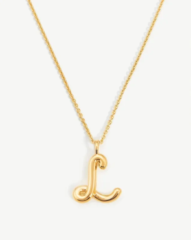 Curly Molten Initial Pendant Necklace – L | 18ct Gold Vermeil