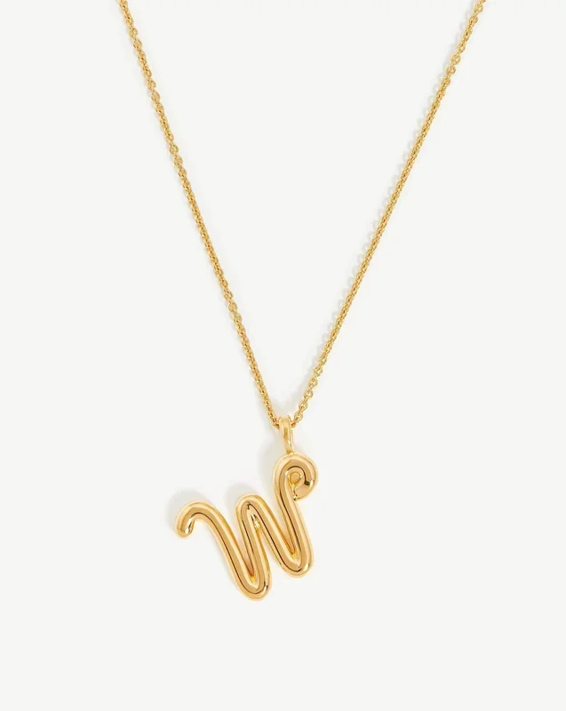 Curly Molten Initial Pendant Necklace – W | 18k Gold Vermeil