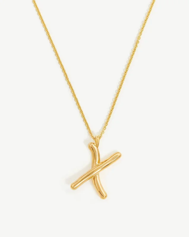 Curly Molten Initial Pendant Necklace – X | 18ct Gold Vermeil