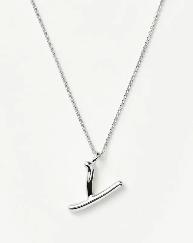 Curly Molten Initial Pendant Necklace – Y | Sterling Silver