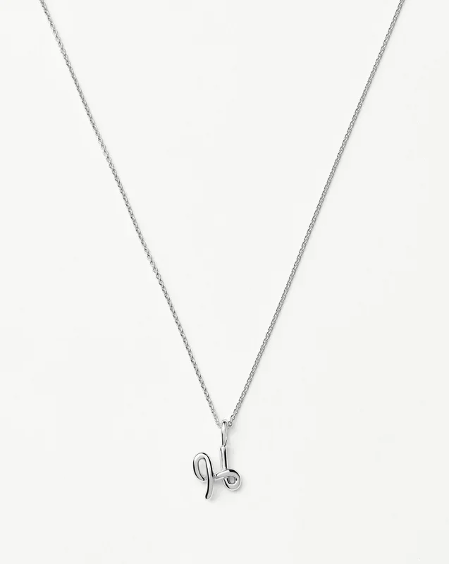 Curly Molten Mini Initial Necklace – H | Sterling Silver